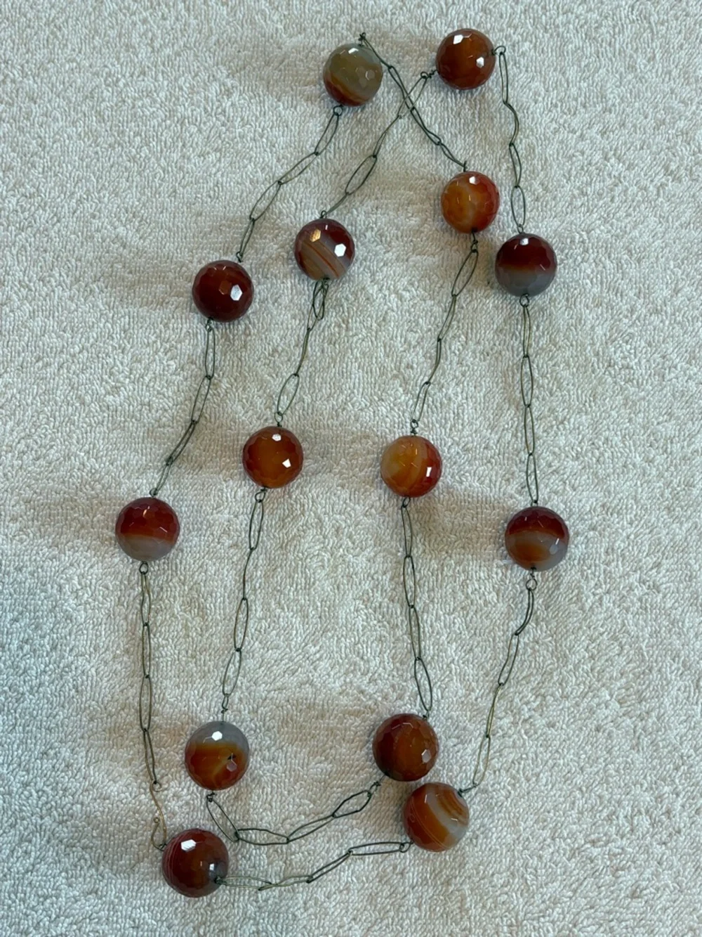 Vintage Carnelian Necklace Whiskey Brown Faceted Boho Chunky